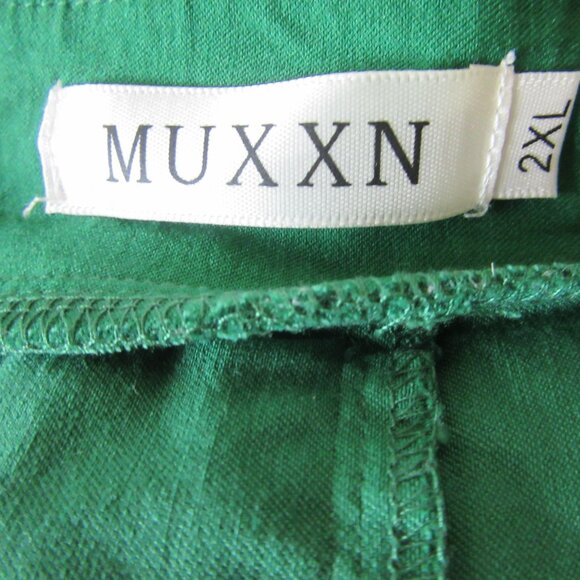 MUXXN Green Retro Swing Flare 2XL V-Neck 3/4 Sleeve Stretch Side Zip Dress-Flaw - Picture 5 of 6